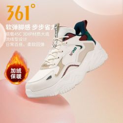 361° 可颂|361°女鞋加毛鞋冬季女士新款革面防泼水加绒保暖抗寒老爹鞋