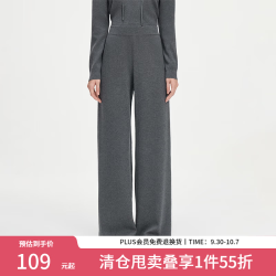 范思蓝恩 短款连帽套头毛衣女秋冬2024新款针织衫长裤套装14176 深灰色长裤 L
