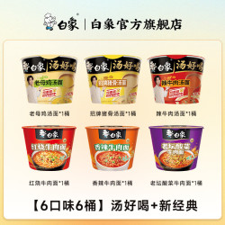 白象 汤好喝系列 慢熬骨汤老母鸡汤面 6口味6桶装 方便面
