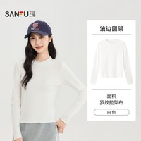 移动端：三福 波边圆领刺绣修身 女士T恤