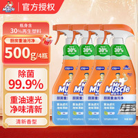 清洁收纳：威猛 先生（Mr Muscle）油污清洁剂500g单瓶装清香型灶台油烟机厨房油污清洁剂重油污净 清新香型 500gx4瓶