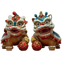 铜师傅 狮舞吉祥 吉祥如意醒狮 装饰摆件 一对