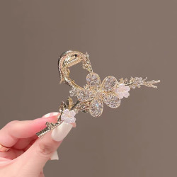 花饰庄园 感水钻树枝花朵抓夹鲨鱼夹发抓盘发发饰夹子发夹发卡情人节 F0991树枝花朵