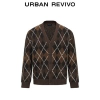 UR UR 2026冬季新款男装 复古菱格纹V领纽扣针织开衫 UMF960074+