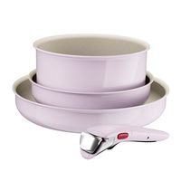 宅家食光:特福 Ingenio Serenity L830S404 4 件套标准不粘炊具带安全可拆卸手柄,可堆叠设计,粉色粘土