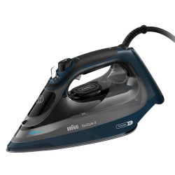 Braun 博朗 TexStyle 9 SI9682 DB 蒸汽熨斗采用 FreeGlide 3D 技术,垂直蒸汽,防滴漏功能,自清洁功能,330毫升加注开口,260克/分钟,3200W,深蓝色