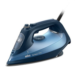 Braun Household TexStyle 7 Pro 蒸汽熨斗 SI 7160 BL - 带有 Freeglide 3D 底板的熨斗，垂直蒸汽，3000 瓦，蓝色
