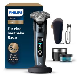Philips 飞利浦 Razor i9000 电动干湿两用剃须刀,带集成修剪器,鸽子蓝,清洁站,充电站和旅行盒(型号 X9001/30)