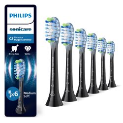 Philips 飞利浦 Sonicare C3 高级防牙菌斑,原装替换刷头,黑色,6 件装,HX9046/88
