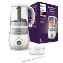 Philips 飞利浦 Avent 4合1婴儿食品机 SCF883/01，可蒸制和搅拌，4餐，白色
