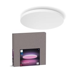 Philips Hue 智能天花板面板 大号圆形57cm 白色彩色变光 蓝牙兼容 语音控制 主灯背光双光源 无框设计