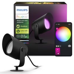 Philips 飞利浦 Hue Lily XL 户外智能聚光灯 - 白色和彩色氛围 LED 走道灯 - 低电压照明 - 1 件装 - 需要桥接和电源 - 通过应用程序和语音控制 - 防风雨