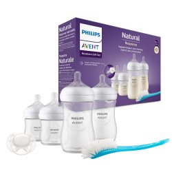 Philips Avent 飞利浦新安怡婴儿奶瓶新生儿礼品套装 - 4 个婴儿奶瓶,超软奶嘴和奶瓶刷,适合 0-12 个月以上的宝宝(型号 SCD838/11)