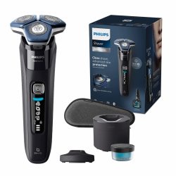 Philips 飞利浦 Shaver 系列 7000 – 男士电动干湿两用剃须刀,带可折叠修剪器,清洁站,充电站和旅行盒(型号 S7886/55)