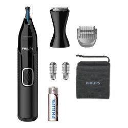 Philips 飞利浦 鼻毛修剪器 5000 系列 鼻毛，耳毛，和眉毛修剪器 带细节修剪器 带淋浴防护系统 电池驱动 无拉扯 - NT5650/16