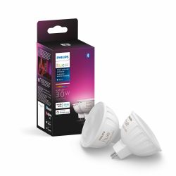 Philips Hue MR16智能LED灯泡 彩色变光调光 2只装 35W等效亮度 ZigBee蓝牙连接 语音控制 卧室厨房浴室吊灯适用 家居装饰照明