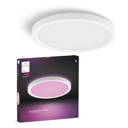 Philips 飞利浦 Hue Devote 智能 LED 面板灯,白色和彩色氛围圆形 30cm 16.6W 2000 流明白色框架适用于室内照明、天花板、客厅、厨房、走廊