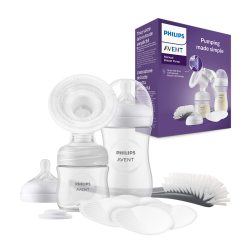 Philips Avent 飞利浦新安怡手动吸奶器礼品套装 – 单个吸奶器,260毫升和125毫升婴儿奶瓶,不含 BPA,4个一次性胸垫(型号 SCD430/60)