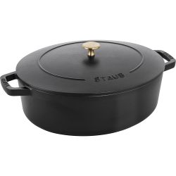 STAUB 珐宝 法式铸铁5.9升椭圆形珐琅锅 炖锅煮锅汤锅煎锅不粘锅 黑色