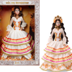 Barbie 芭比 2025年墨西哥亡灵节主题收藏娃娃 可动关节 花冠蝴蝶结 精致面部彩绘 少女礼物