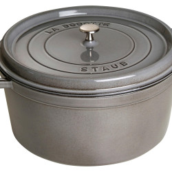 STAUB 珐宝 铸铁珐琅炖锅 圆形烤炉 8.35升大容量 30cm 石墨灰 洗碗机安全 适用电磁炉燃气炉