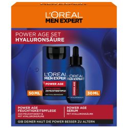 L'Oreal Paris 巴黎欧莱雅 Men Expert 抗皱面部护理 男士抗衰老保湿霜和精华液 含有适合疲倦和暗沉肌肤的透明质酸 Power Age