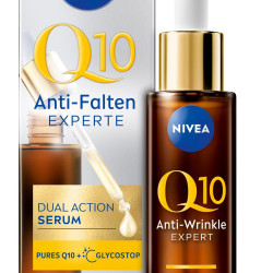 NIVEA 妮维雅 抗衰老精华液 Q10 抗皱精华液 可缓解皱纹,防止新形成,紧致面部精华,含Glycostop,Q10 抗皱专家 Dual Action 精华液(30 毫升)