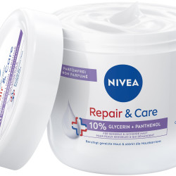NIVEA 妮维雅修复护理无香料面霜,保湿不油腻身体乳,含泛醇和甘油的快速吸收乳液,适用于敏感和瘙痒皮肤(400 毫升)