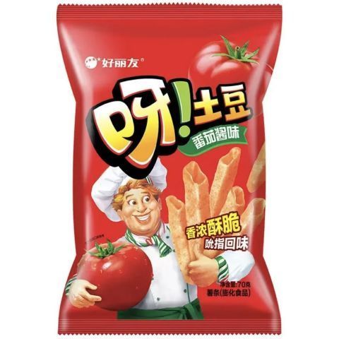 宅家食光：好丽友 经典牌子！呀 土豆 薯条 番茄酱味 70g 新日期现货