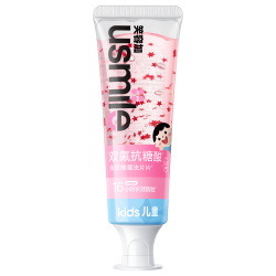 usmile 儿童含氟防蛀牙膏 草莓+蜜桃 75g