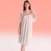 Lass「白茶」性感睡裙女独特绝美吊带秋季长款蕾丝花边可外穿睡衣