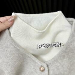 帕兰朵 复古慵懒针织衫女春秋软糯叠穿内搭立领毛衣打底衫