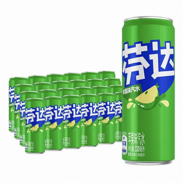 88VIP：可口可乐 芬达苹果味330ml×24罐，碳酸饮料摩登罐整箱饮料汽水