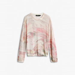 Desigual 26秋冬新品粉调波纹晕染宽松圆领女式针织衫