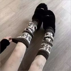 FOURDATRY 费尔岛雪花针织堆堆袜复古保暖圣诞女袜