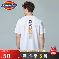 Dickies 背后渐变LOGO运动简约短袖T恤 男女同款DK010375 白色 L