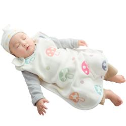 Hoppetta 日本六层纱布蘑菇睡袋婴儿睡袋春秋新生儿防踢被纯棉夏季  L(39*64cm)