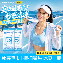 爱舒柔 降温凉感湿巾夏季防暑冰巾户外运动独立包装母婴用毛巾 清凉一夏 整箱装
