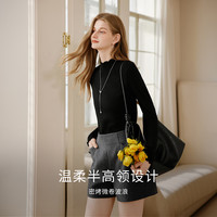 香影 白色半高领修身 黑色 XL 女士针织衫