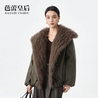百亿补贴：芭蕾皇后 |2025新款韩版狐狸毛领羽绒服外套防风宽松防雪透气短款