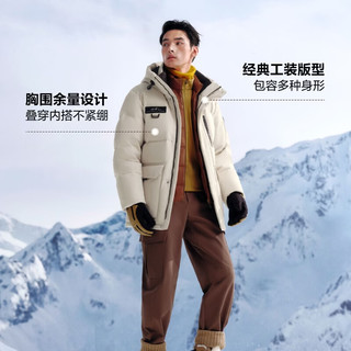 波司登 B260242301 90鹅绒加厚连帽羽绒服 燕麦色 L