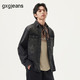 gxgjeans 男装 黑色分割设计时尚水洗翻领牛仔夹克外套男25春新品 黑色 S (165)
