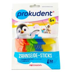 prokudent 儿童牙线棒6岁以上适用32支装有效清洁牙缝