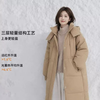 阿仕顿 女士过膝长款加厚保暖连帽棉衣外套