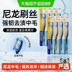 青蛙 男士专用中硬毛牙刷去烟渍茶渍家庭装家用清洁成人牙刷