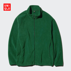 优衣库 摇粒绒拉链茄克/长袖男装女装外套廓系夹克479792 486114 486114/54绿色 2XL