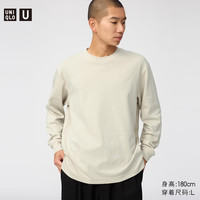 优衣库 AIRism棉混纺圆领T恤/长袖男装女装485562 486102 486102/30浅米色 L