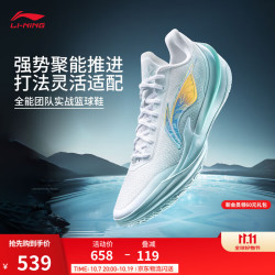 李宁 利刃5V2丨聚核芯助力系统篮球鞋男子低帮防滑百搭专业比赛运动鞋 标准白/浅晴蓝（V059款）-14 43