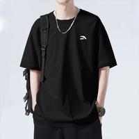 安踏 针织短袖男女学生夏季薄款纯色圆领套头宽松透气t恤中性休闲上衣