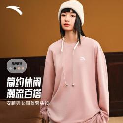 安踏 百搭卫衣男女同款秋季情侣套头衫简约百搭运动休闲圆领长袖衫